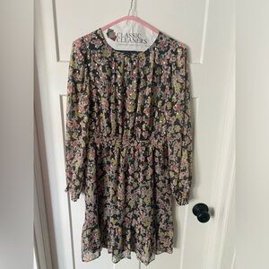 Loft dress. Grey and floral. Cute! Like new! Wore 2X